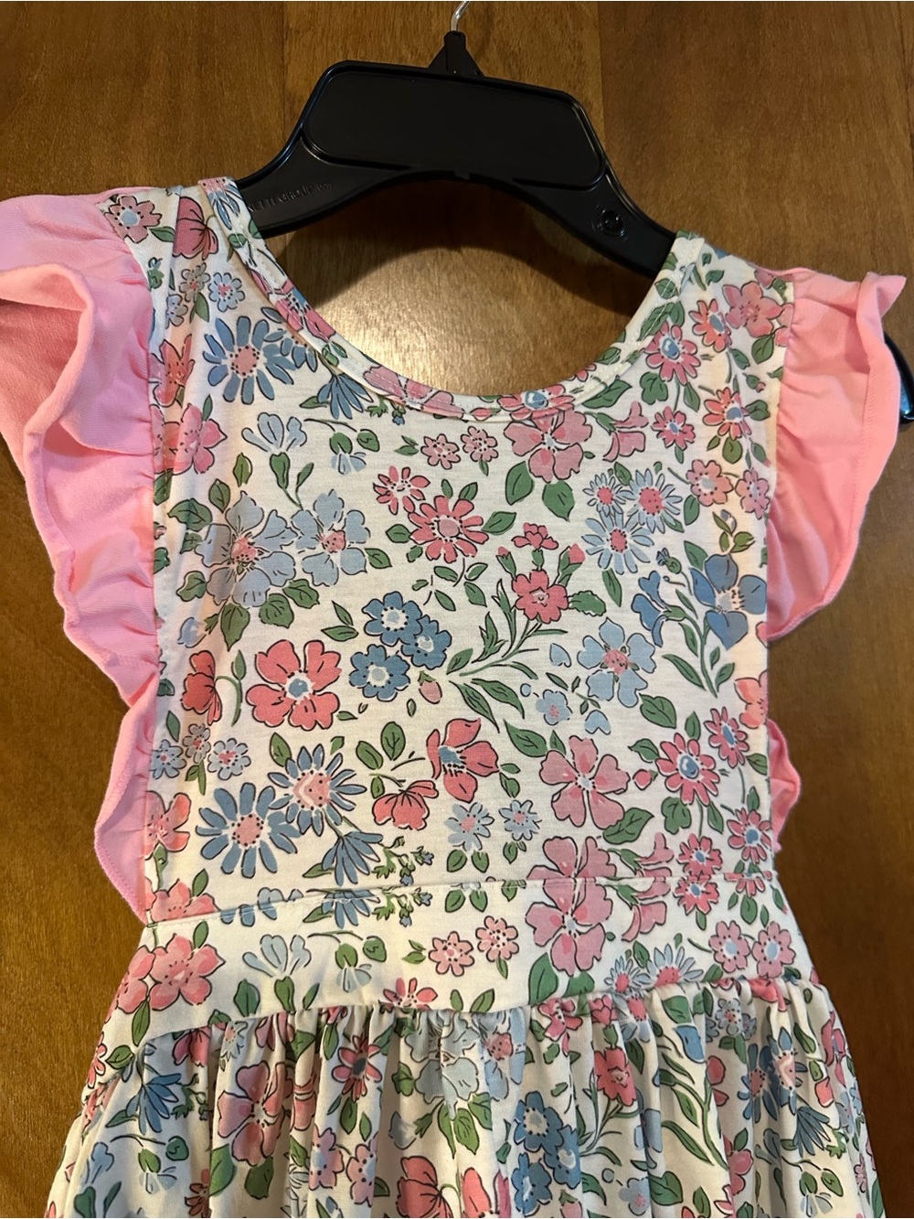 Floral Pink Flutter-Sleeve Dress for Girls - Picture 2 of 4